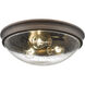 Belforge 3 Light 14 inch Rubbed Bronze Flush Mount Ceiling Light